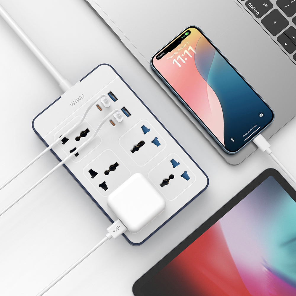 Wiwu Wi-S006 20W GaN Tech Power Strip 11 in 1 Çoklu Priz Wiwu Wi-S006 20W GaN Tech Power Strip 11 in 1 Çoklu Priz